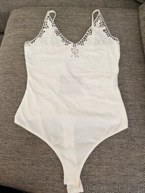 Le Lis White Lace Trim Bodysuit